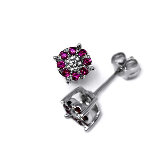 Orecchini con diamanti e rubini | Modello Fiore