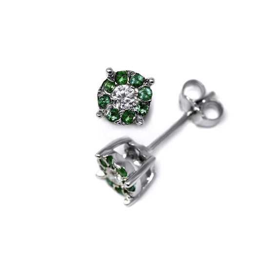 Orecchini con Smeraldi CT 0.16 e Diamanti CT 0.16