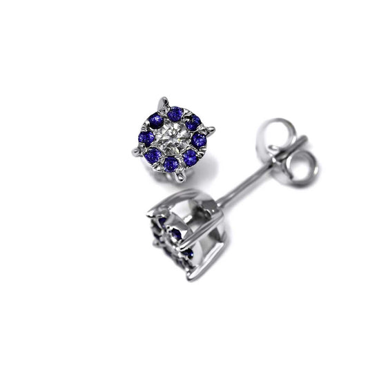 Orecchini con Zaffiri CT 0.13e Diamanti Bianchi CT 0.12