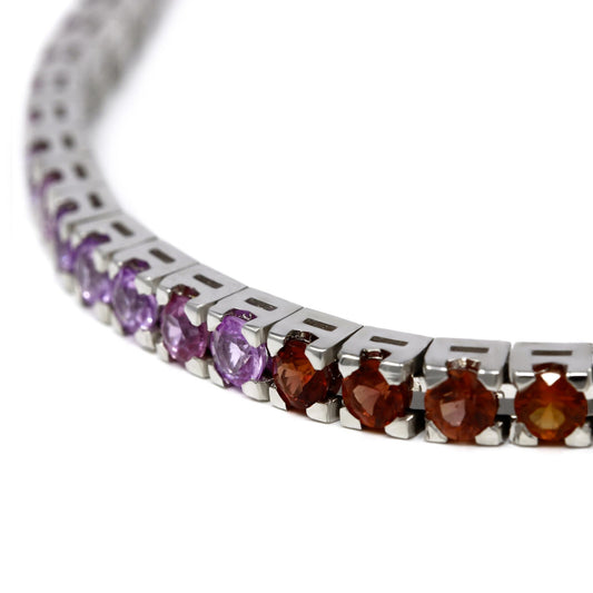 Bracciale Tennis in Oro Bianco Rainbow con Zaffiri CT 8.00