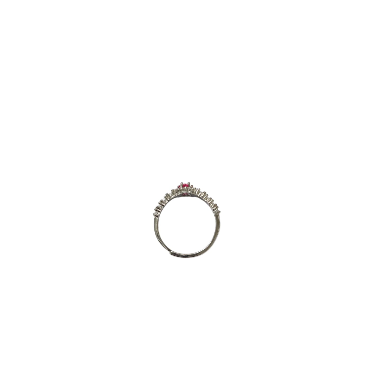 Anello in Argento con Zircone Rosa a Cuore e Corona di Zirconi