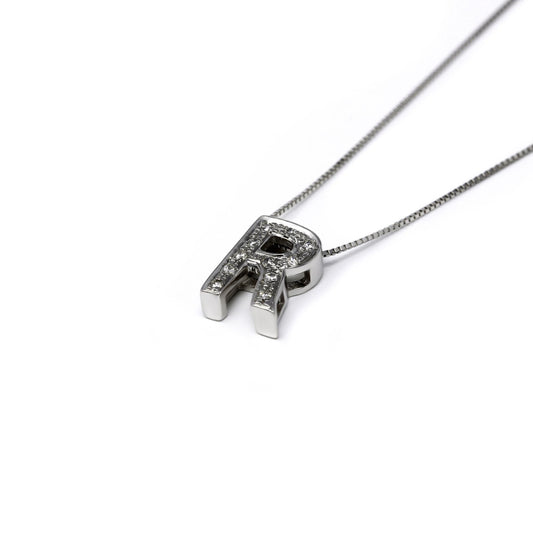 Pendente Lettera R con Diamanti CT 0.06