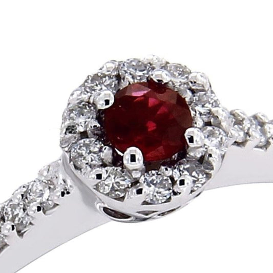 Anello con Rubino CT 0.10 e Diamanti CT 0.22