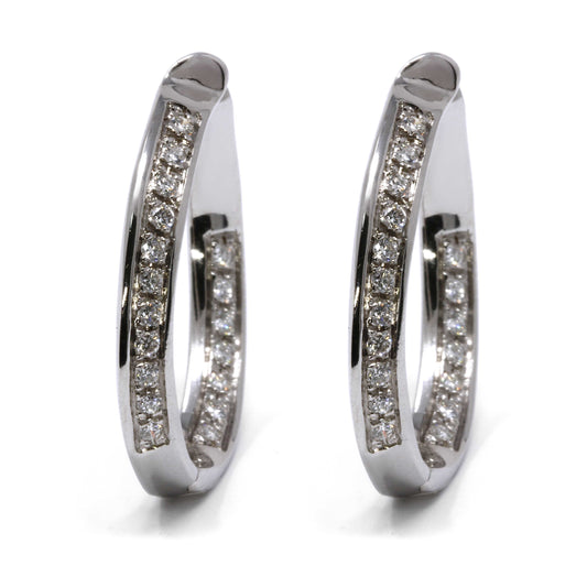 Orecchini a Cerchio con Diamanti Bianchi Esterni e Interni CT 0.70