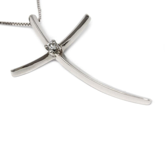 Croce Stilizzata con 1 Diamante CT 0.04