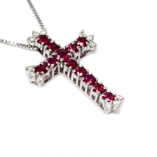 Croce con Rubini CT 1.61 e Diamanti CT 0.24