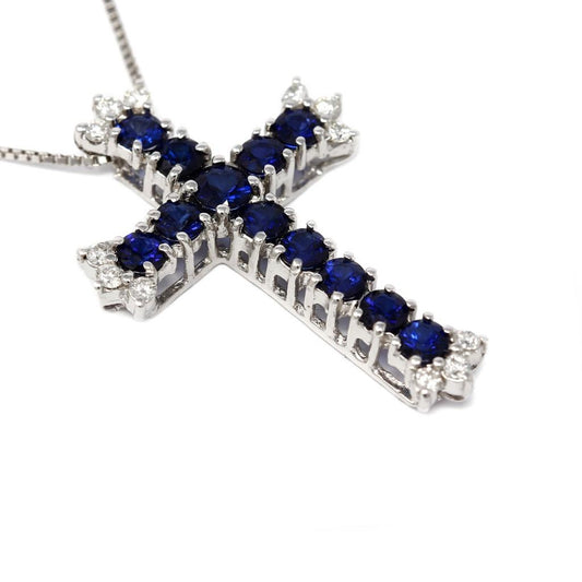 Croce con Zaffiro CT 1.36 e Diamanti CT 0.24