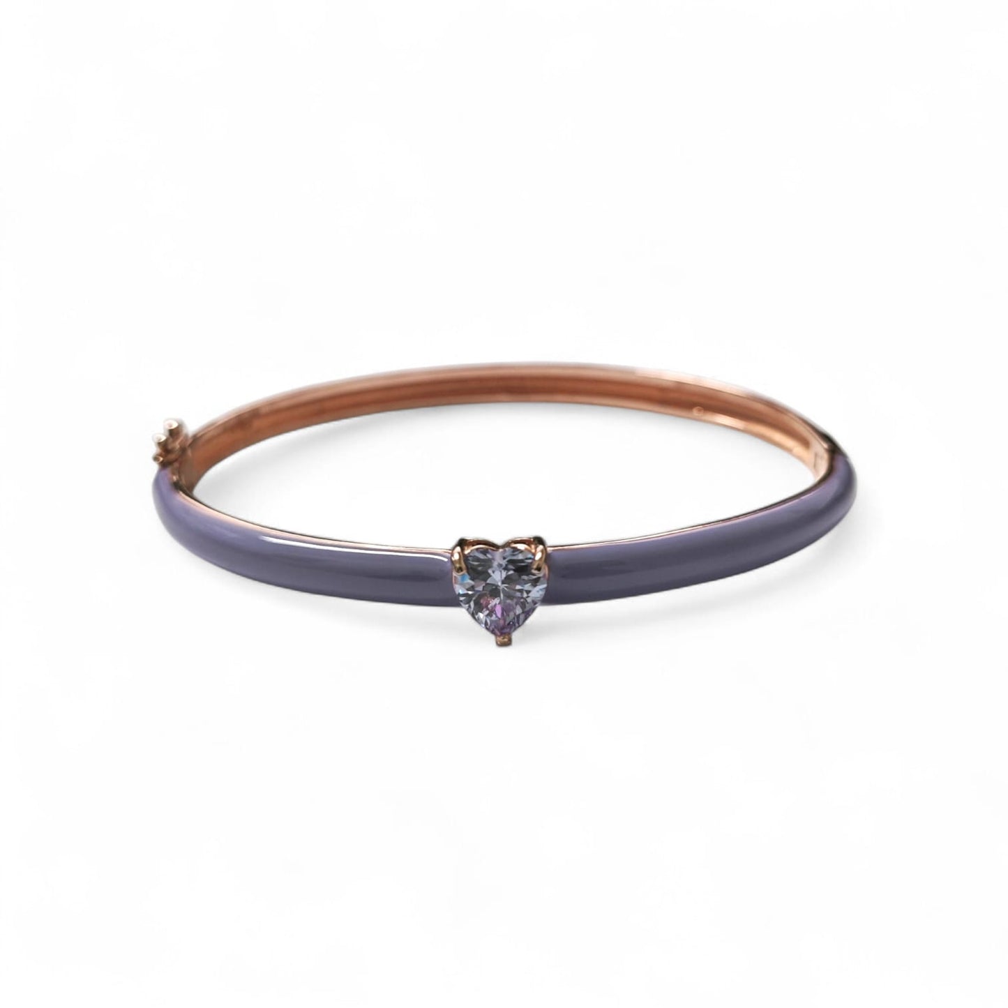 Bracciale in Argento Smaltato 925 con Cuore Centrale Viola