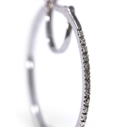Orecchini a Cerchio Sottili con Diamanti Bianchi CT 0.20