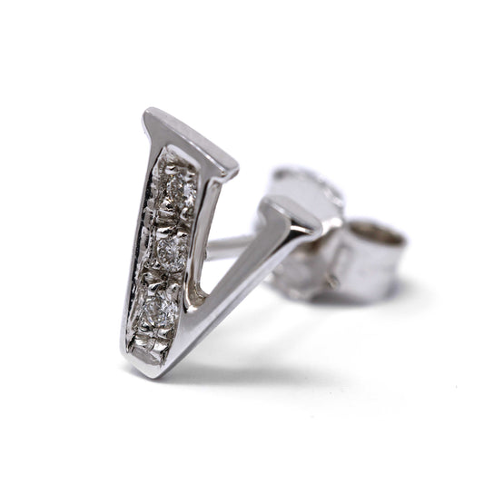 Orecchini a lettera V con Diamanti Bianchi CT 0.06