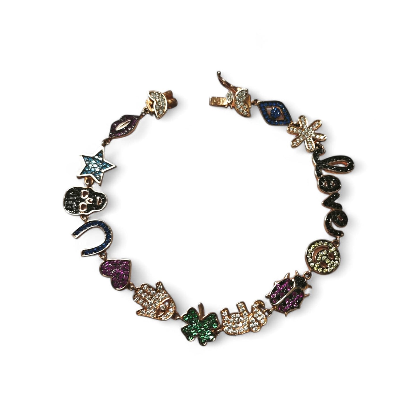 Bracciale Love Fantasi in Argento 925 Rosato con Zirconi cm 17