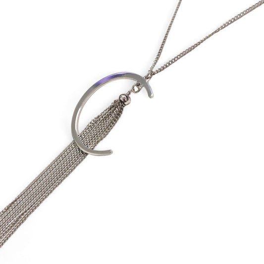 Collana Lunga con Luna in Argento925 e Frange Pendenti – Design Elegante