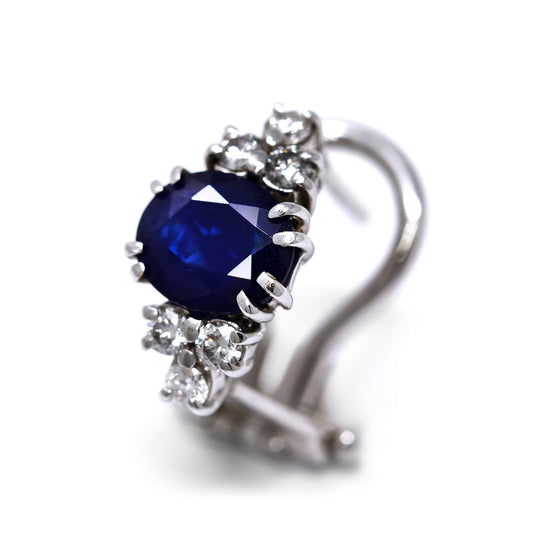 Orecchini con Zaffiri Ovali CT 1.90 e Diamanti CT 0.36