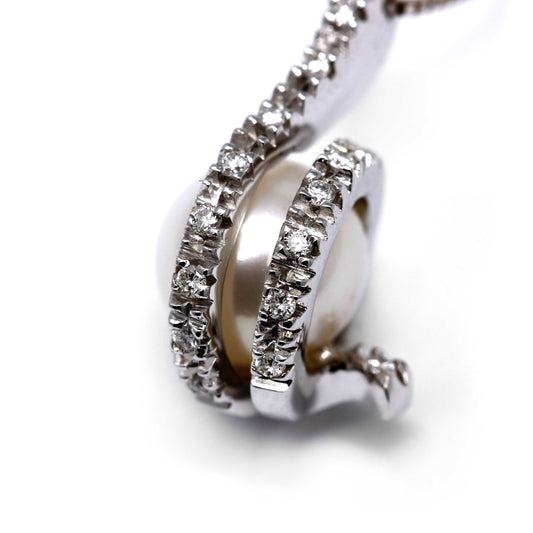 Pendente con Perla Akoya 7/7.5 con spirale di Damanti CT 0.08