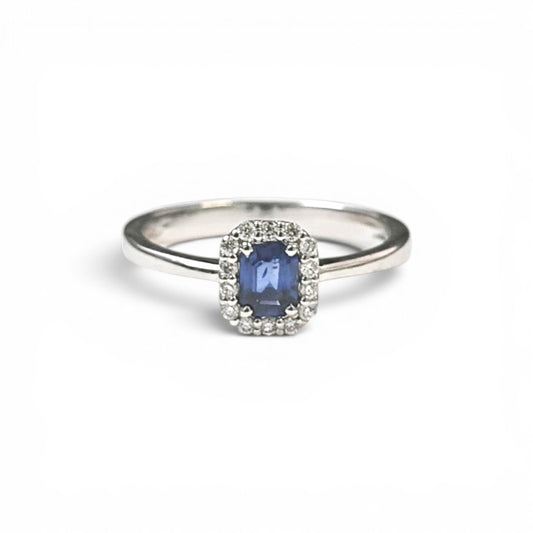 Anello con Zaffiro CT 0.40 e Diamanti CT 0.12