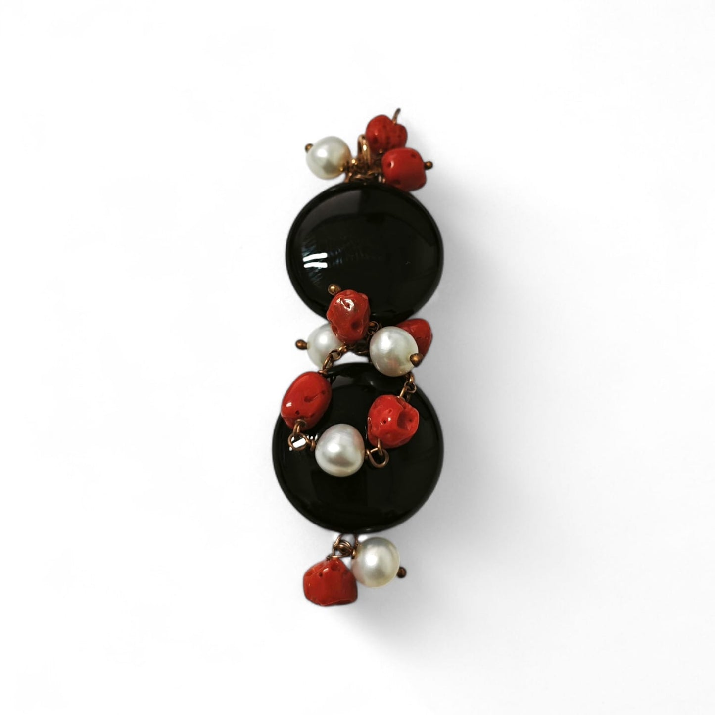 Pendente in Argento 925 Gialli con Pietre Dure e Perle