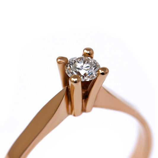 Anello Solitario in Oro Rosa con Diamante CT 0.25