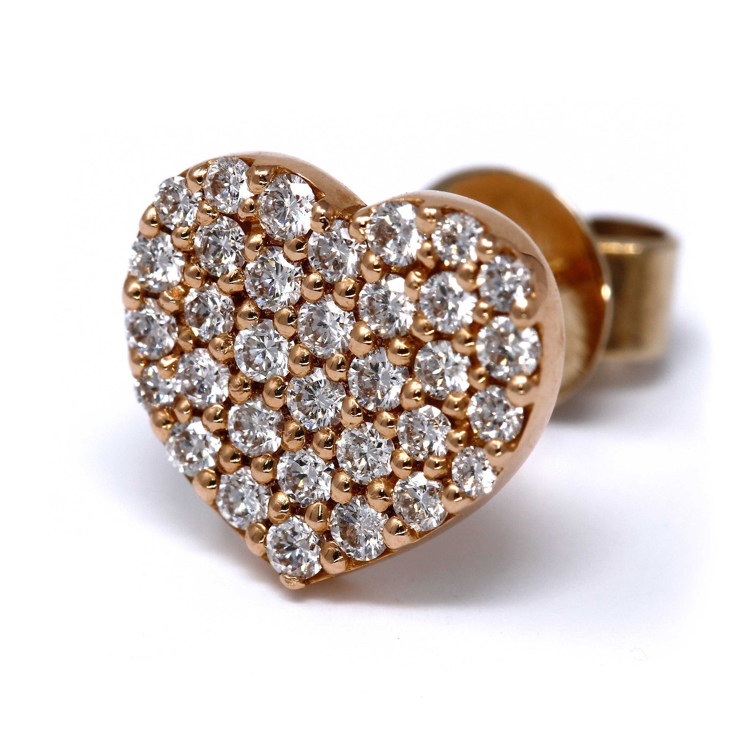 Orecchini a Cuore in Oro Rosa e Diamanti Bianchi CT 0.55