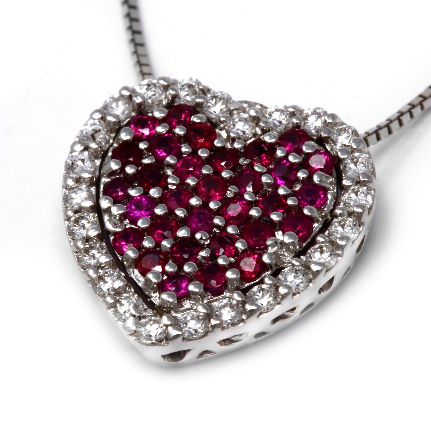 Pendente Cuore con Rubini CT 0.37 e Diamanti Bianchi CT0.26