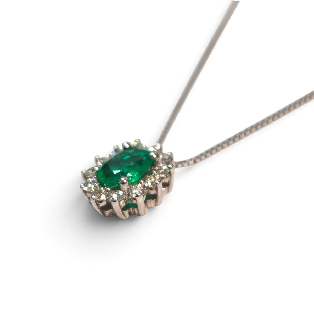 Pendente in Oro 18kt con Smeraldo CT 0.35 e Diamanti CT 0.20