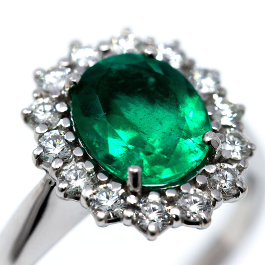 Anello a cestello con Smeraldo Colombiano e Diamanti