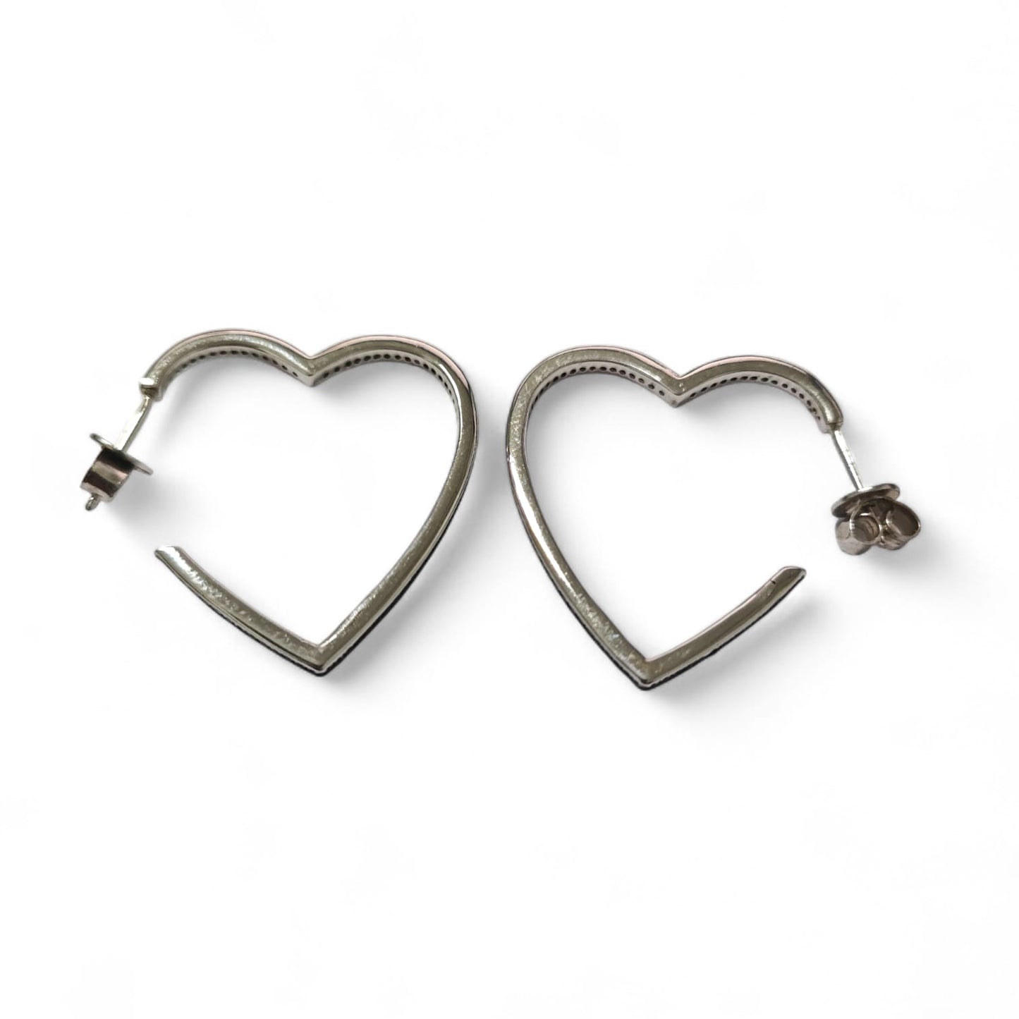Orecchini in Argento Cuore grande con zirconi Neri