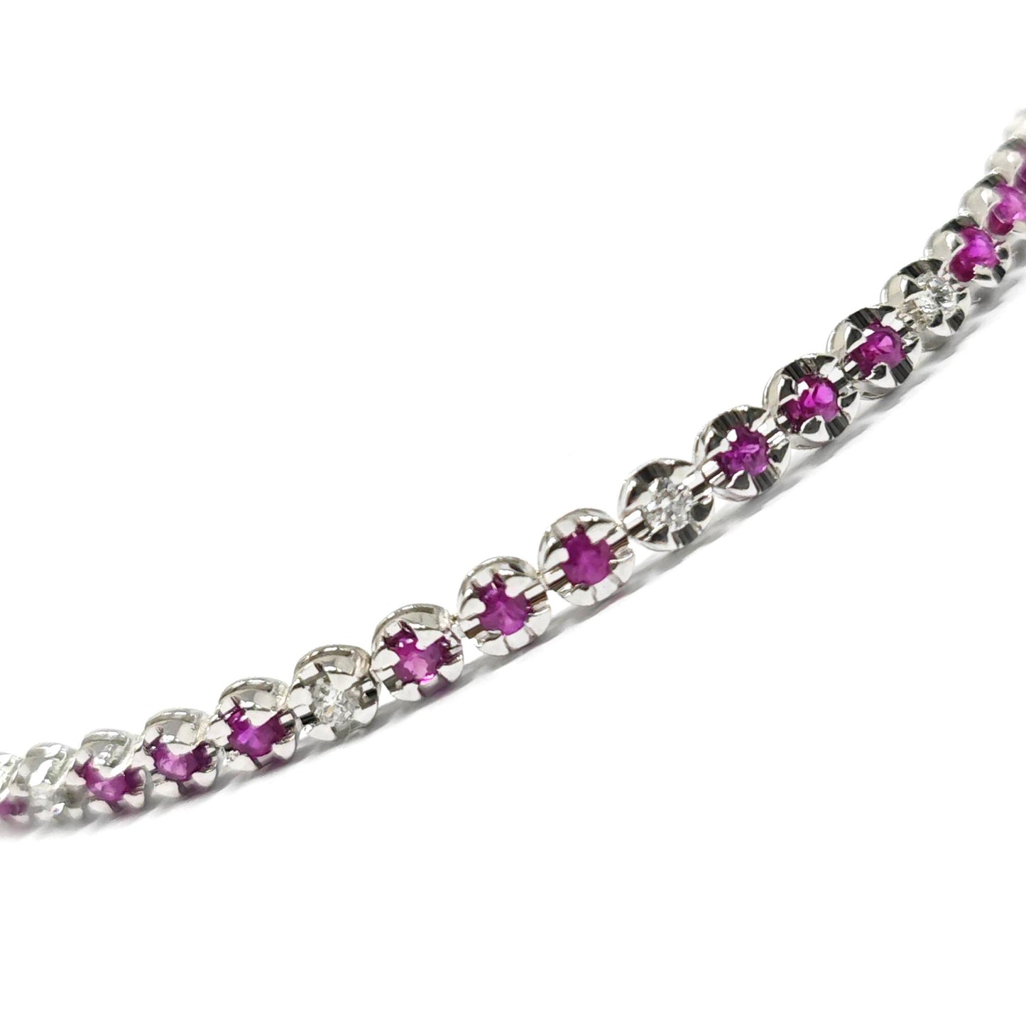 Bracciale Tennis con Rubini CT 1.70 e Diamanti CT 0.33