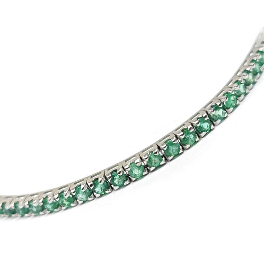Bracciale Tennis in Oro Bianco con Smeraldi CT 3.20