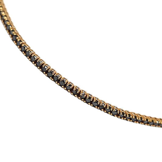 Bracciale Tennis in Oro Rosa con Diamanti Neri CT 1.81