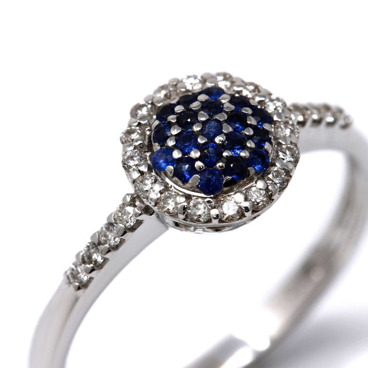 Anello con Zaffiri CT 0.15 e Diamanti CT 0.19