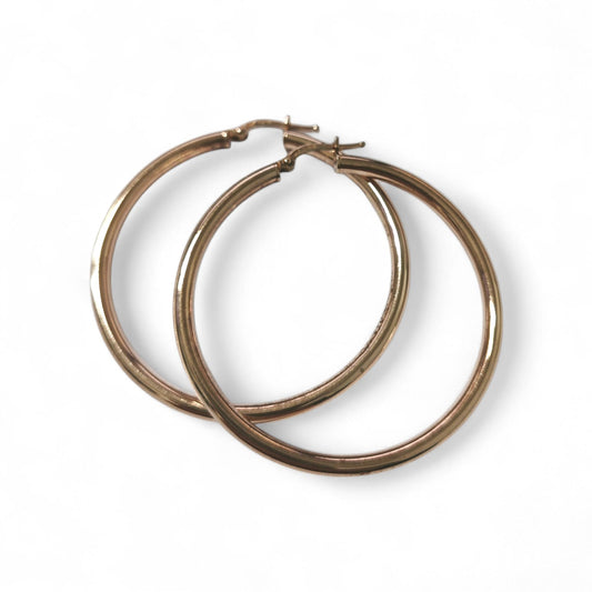 Orecchini Cerchio Bombati in Argento Rosato CM4