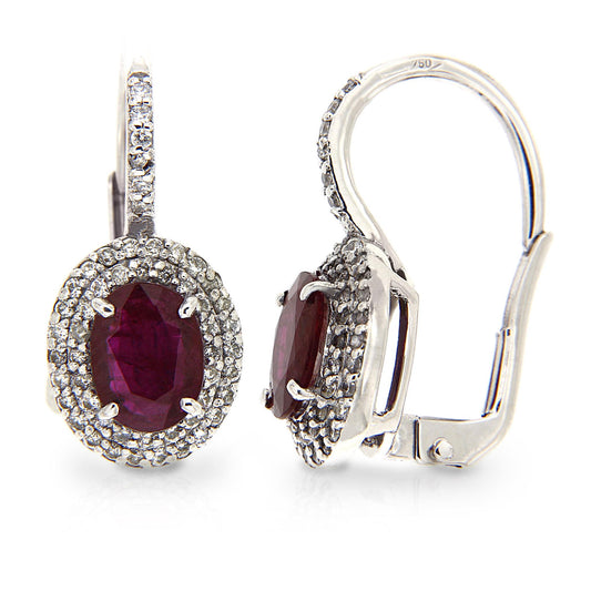 Orecchini con Rubino CT 2.32e Diamanti CT 0.65