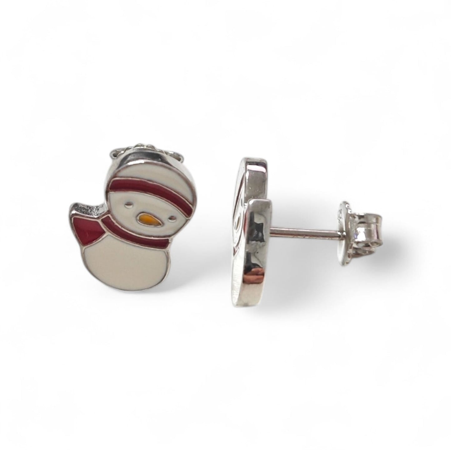 Orecchini a Lobo Pupazzo di Neve – Argento 925 Smaltato