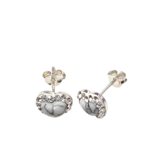Orecchini cuore Howlite bianco – Argento 925