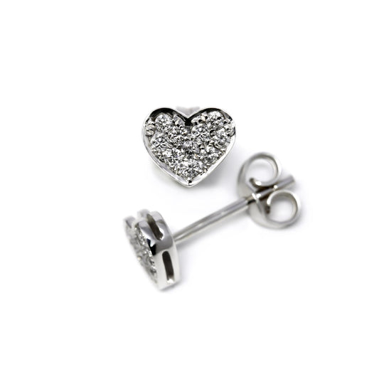 Orecchini Cuore in Oro Bianco e Diamanti CT 0.20