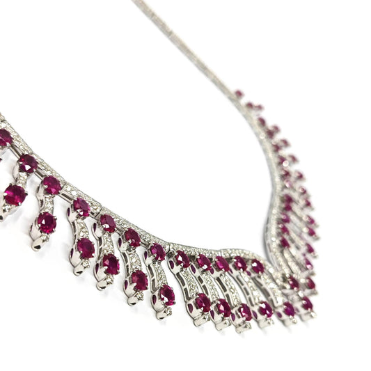 Girocollo Cascata di Diamanti CT 5.75 e Rubini CT 29.50