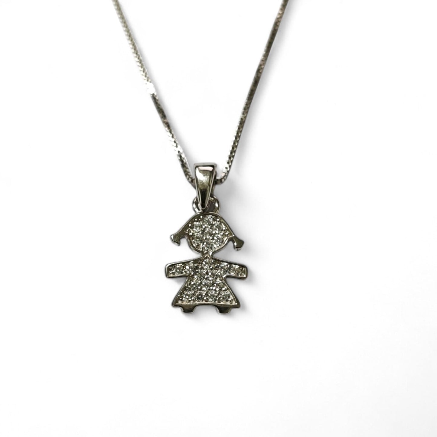 Girocollo Bambolina con Zirconi in Argento cm 45