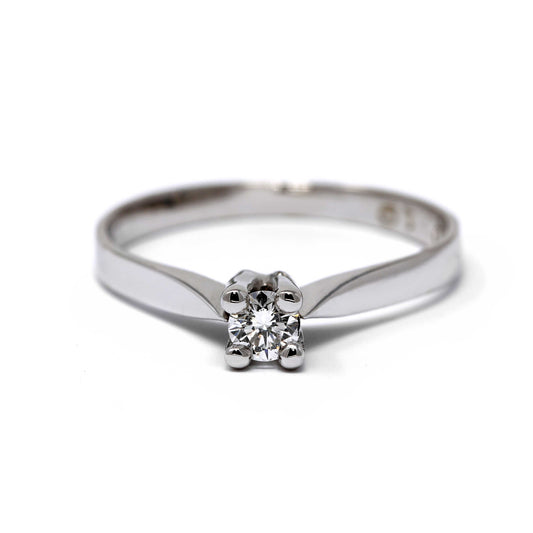 Anello Solitario modello Giza in Oro Bianco con Diamante CT 0.15 SI1 F