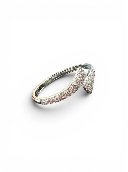 Bracciale Rigido Aperto in Bronzo Placcato Oro 24Kt con Pavé di Zirconi