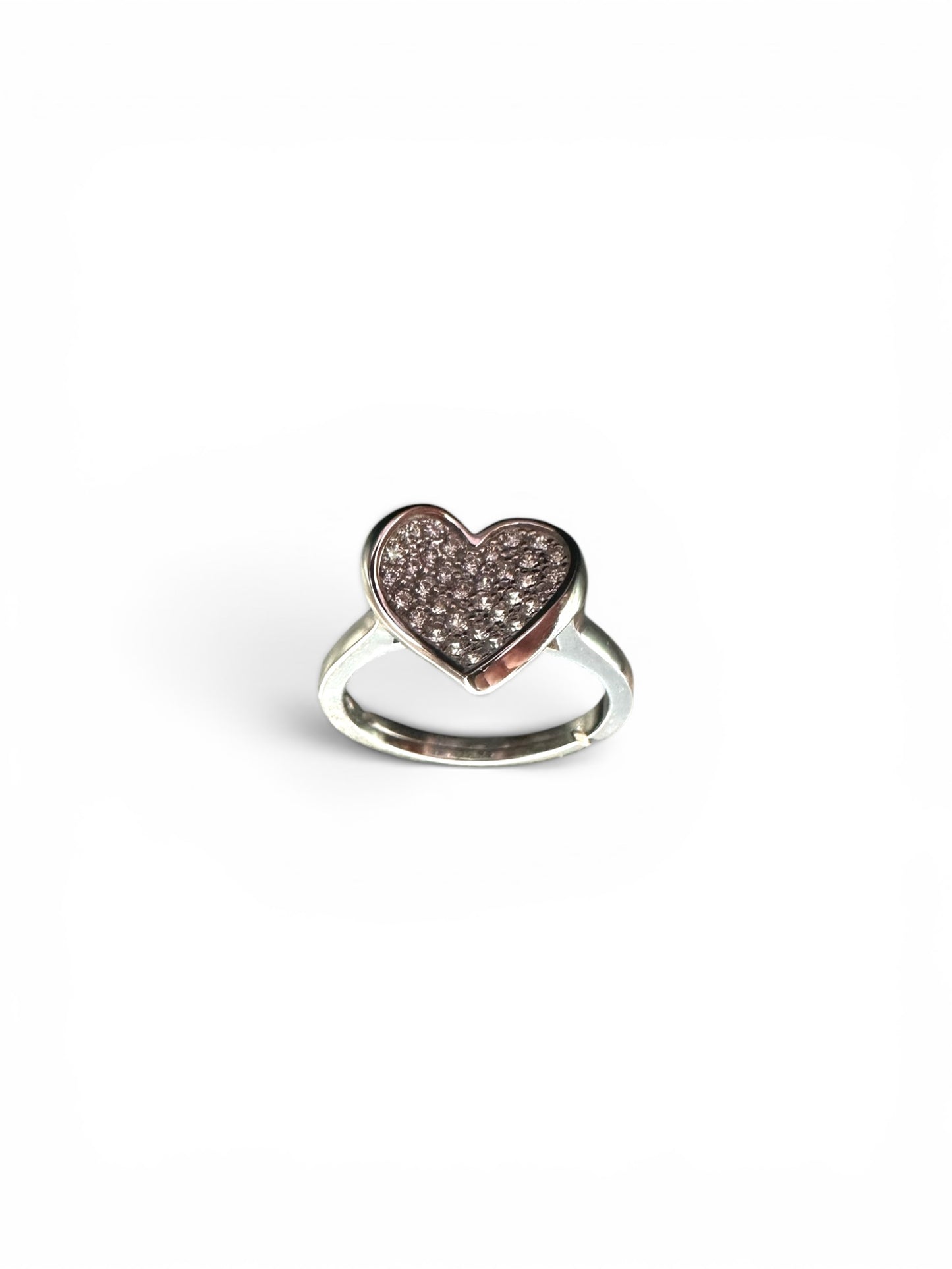 Anello Cuore in Argento 925 con Pavé di Zirconi