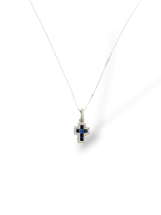 Collana Croce Luxury con Pietre Colorate e Zirconi in Argento 925