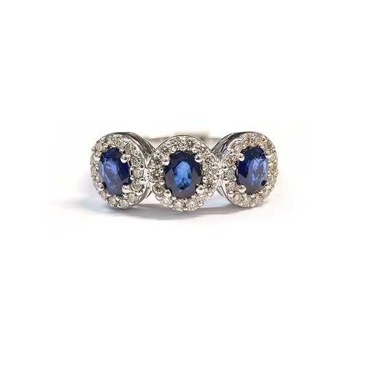 Anello Trilogy Zaffiri CT 1.24 e Diamanti CT 0.49