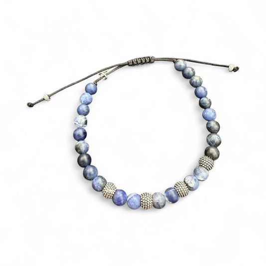Bracciale Uomo in Argento con Pietre Blu e Argento