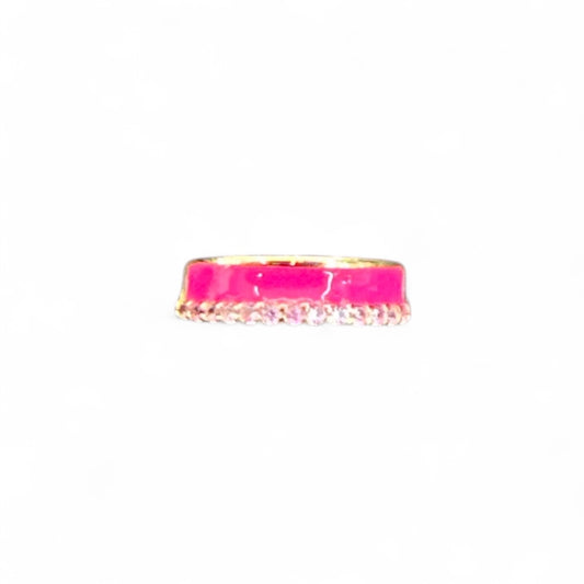 Piercing Ear Cuff in Argento 925 smaltato fucsia con zirconi fucsia