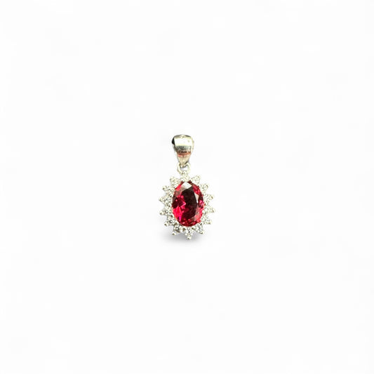 Pendente Cestello in Argento 925 con Pietra Rossa 9x7