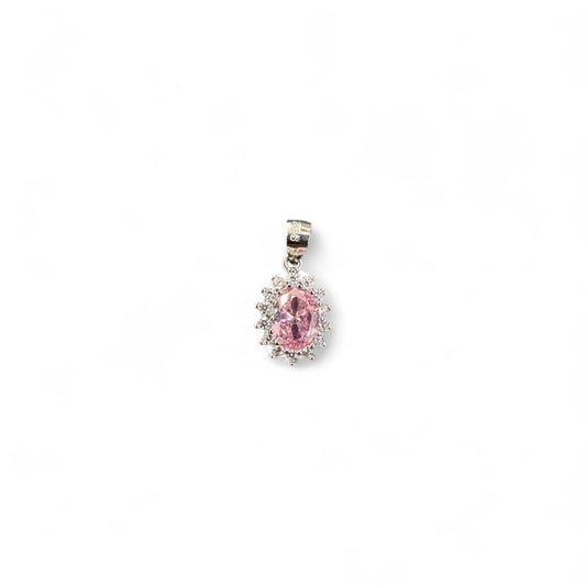 Pendente Cestello in Argento 925 con Pietra Rosa 9x7
