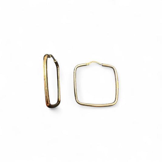 Orecchini quadrati in argento dorato cm 3