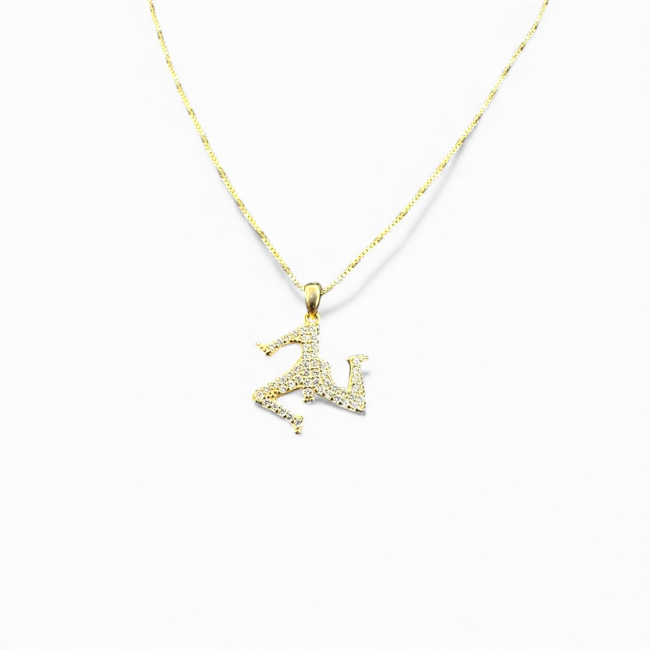 Collana Trinacria in argento 925 con zirconi bianchi
