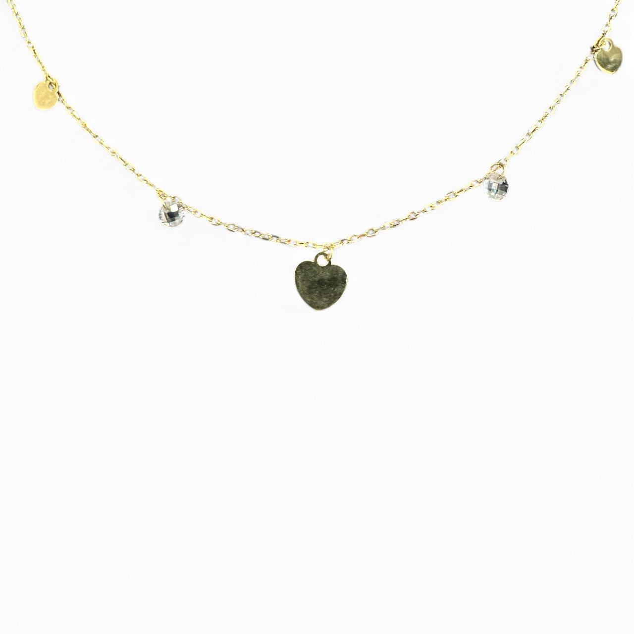 Collana in argento 925 dorato con cuoricini e zirconi pendenti