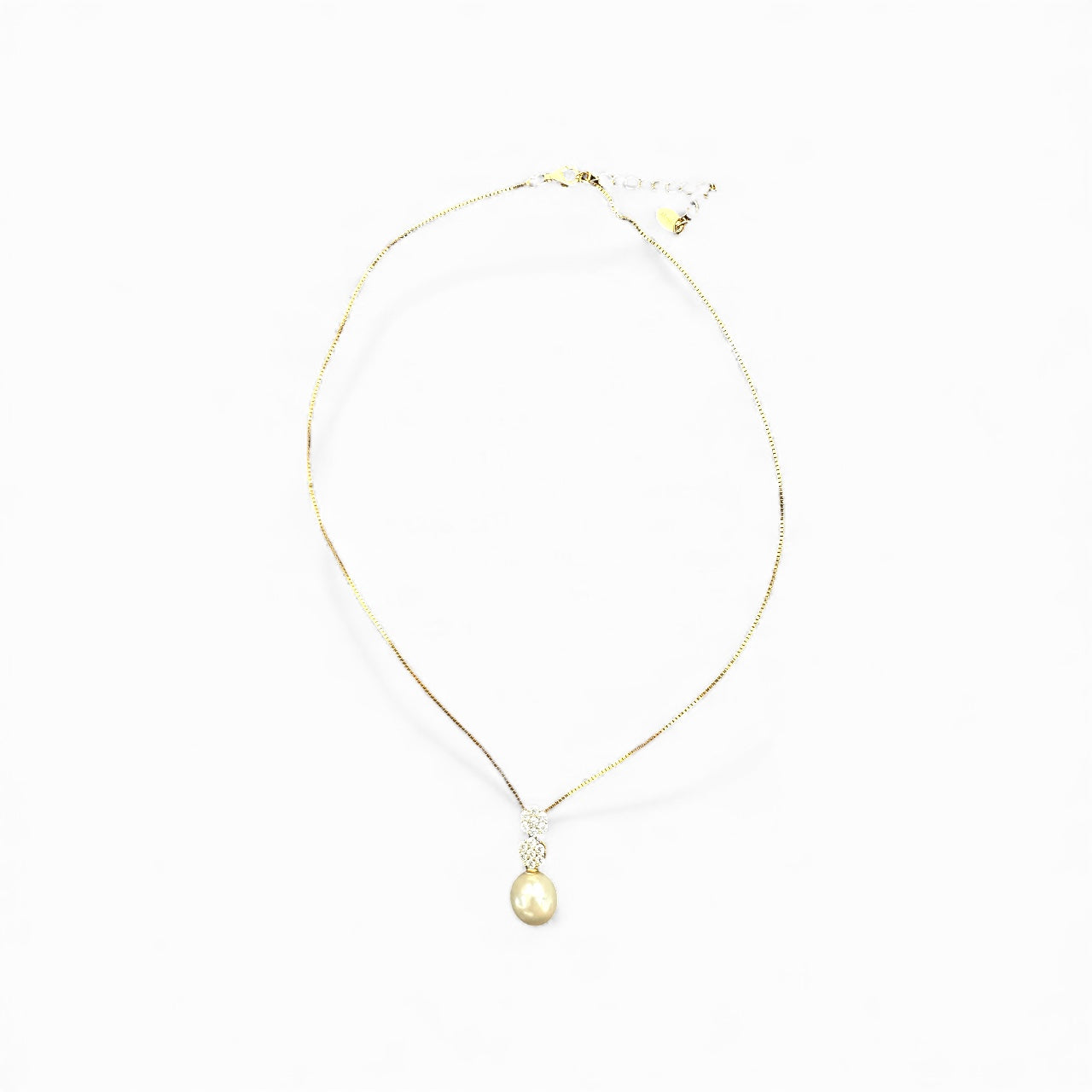 Collana in argento 925 dorato con perla pendente e zirconi